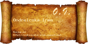 Ondreicska Irma névjegykártya